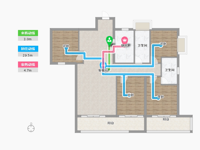 湖南省-长沙市-印象月湖苑-122.22-户型库-动静线