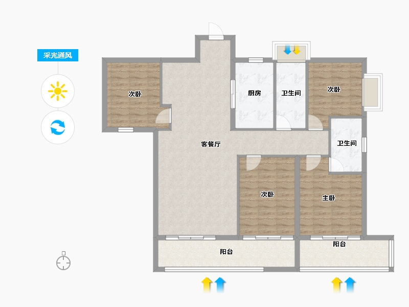 湖南省-长沙市-印象月湖苑-122.22-户型库-采光通风