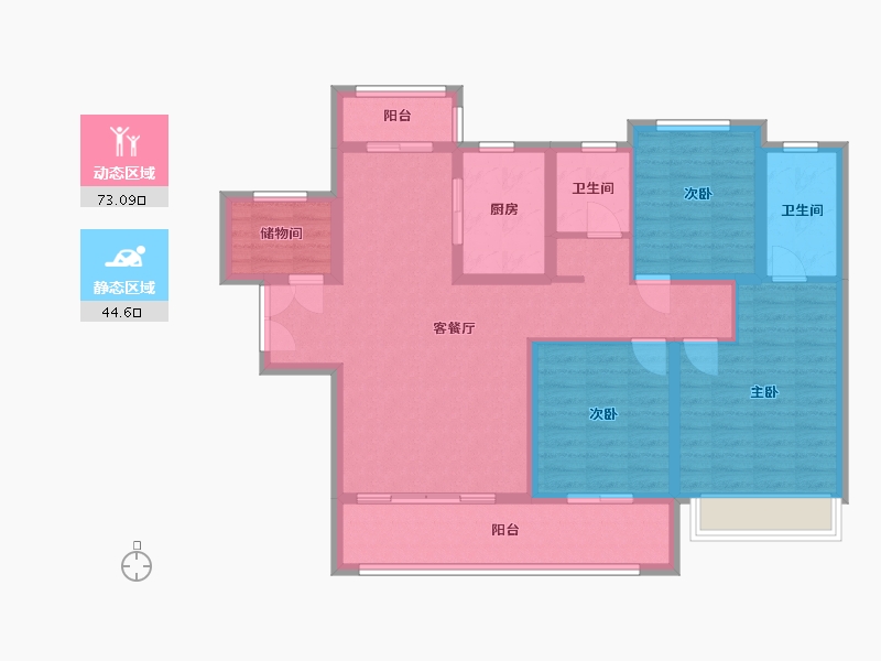 河南省-许昌市-芙蓉湖畔-105.60-户型库-动静分区