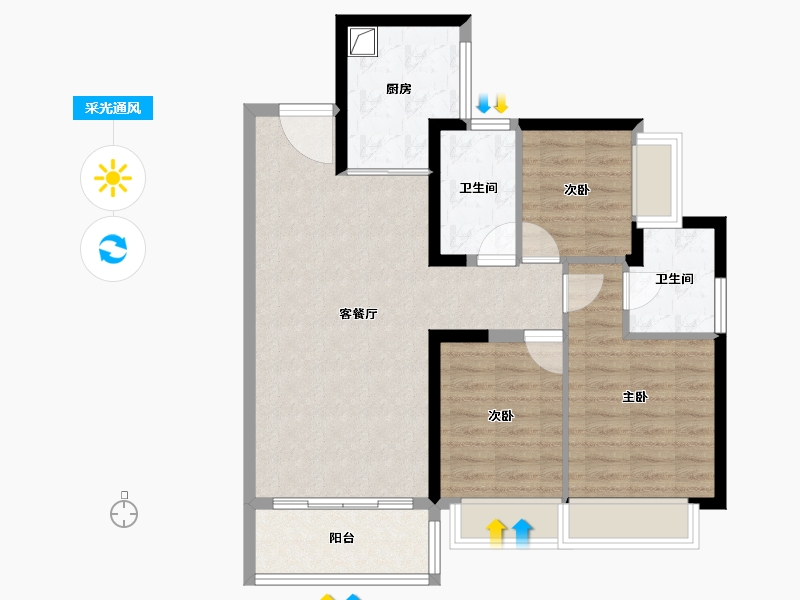 广东省-深圳市-万丰海岸城瀚府-80.00-户型库-采光通风