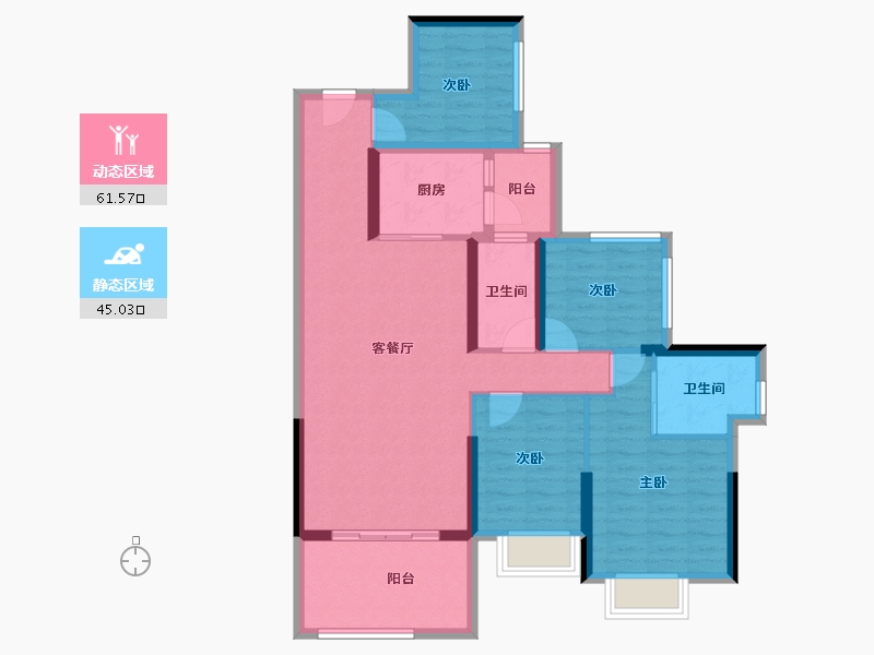 广东省-湛江市-瑞云城市花园-94.63-户型库-动静分区