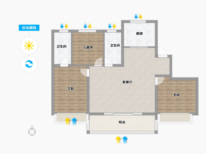 陕西省-榆林市-开城锦里-103.48-户型库-采光通风