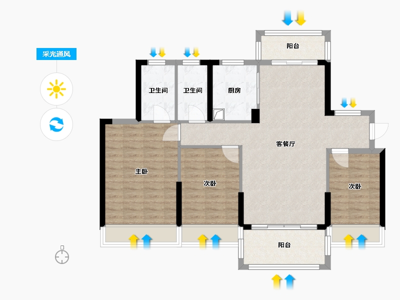 广东省-惠州市-潼安花园-96.56-户型库-采光通风