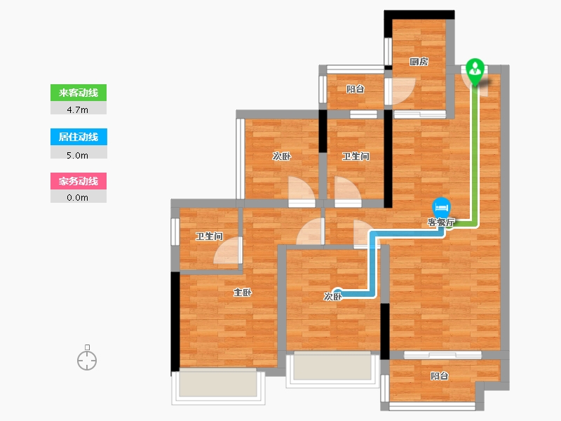 四川省-绵阳市-万为翡翠御园-68.53-户型库-动静线