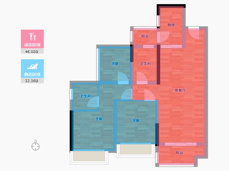 四川省-绵阳市-万为翡翠御园-68.53-户型库-动静分区