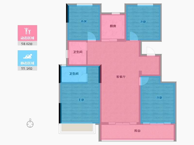 浙江省-杭州市-圣奥晓风望月府-101.00-户型库-动静分区