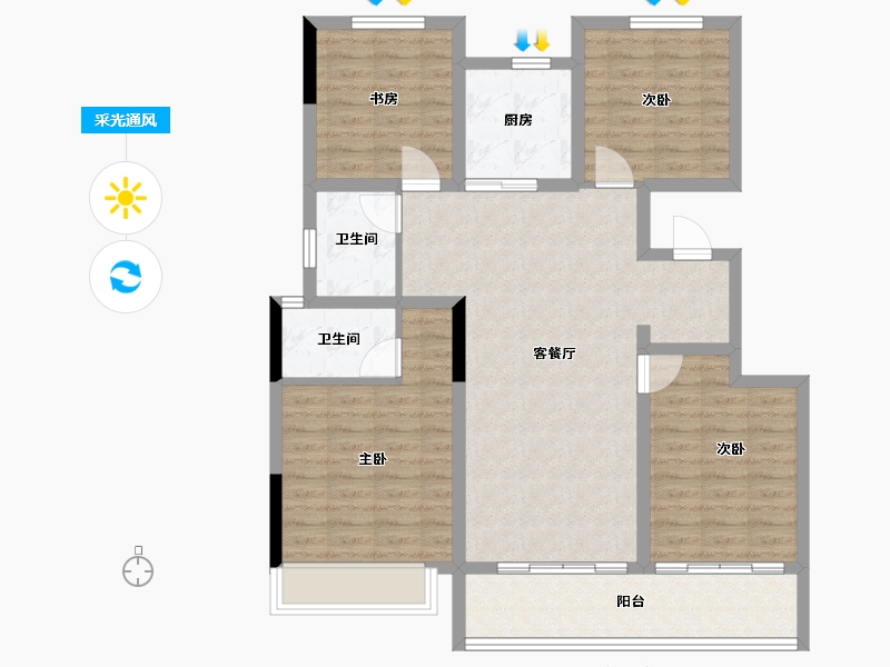 浙江省-杭州市-圣奥晓风望月府-101.00-户型库-采光通风