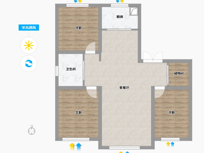 吉林省-白城市-中景桃花源-94.88-户型库-采光通风