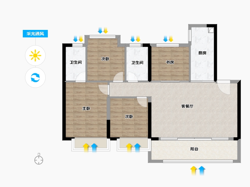 江苏省-南京市-颐居·华发颐和四季府-102.20-户型库-采光通风