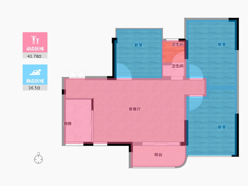 四川省-宜宾市-之语·北城新居-72.50-户型库-动静分区