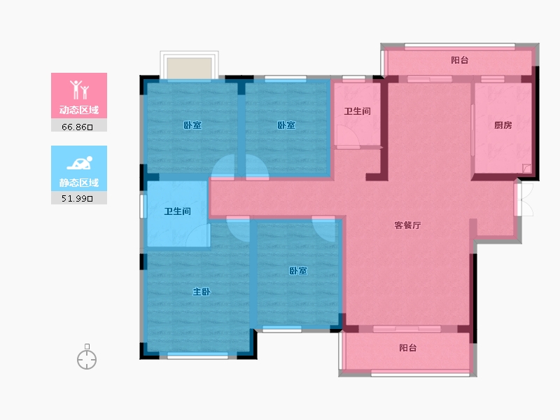 湖南省-长沙市-青竹湖曦园-104.76-户型库-动静分区