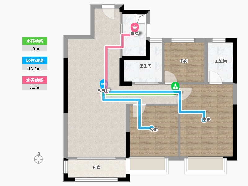 陕西省-西安市-海湾-92.00-户型库-动静线