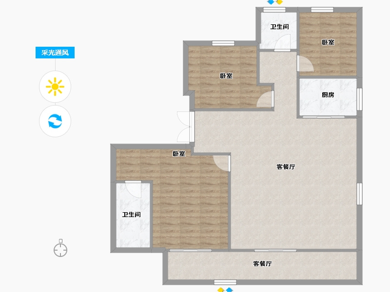 陕西省-西安市-金地·玖峯悦-114.85-户型库-采光通风