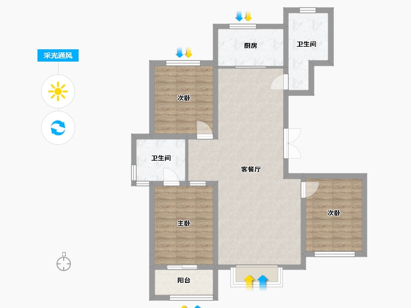 河北省-保定市-水岸8号-99.98-户型库-采光通风