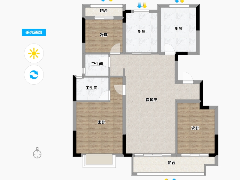 浙江省-宁波市-卿云府-102.01-户型库-采光通风