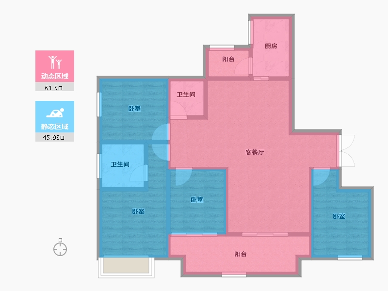 重庆-重庆市-金龙御府-96.37-户型库-动静分区