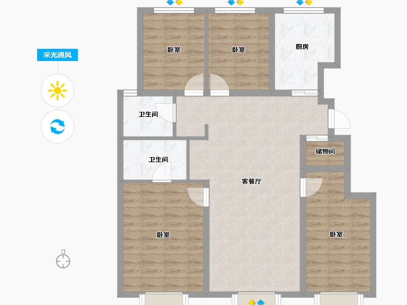 北京-北京市-北京建工·揽星宸-95.55-户型库-采光通风