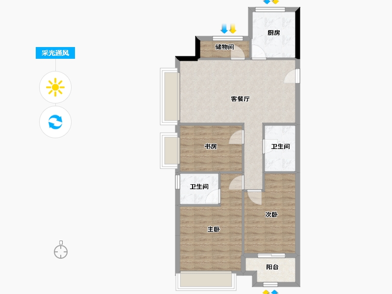 浙江省-嘉兴市-华景川湘溪兰园-80.79-户型库-采光通风