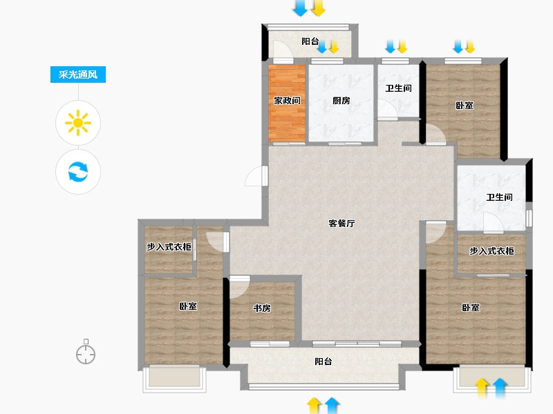 浙江省-绍兴市-中国铁建嵊星湾-135.20-户型库-采光通风