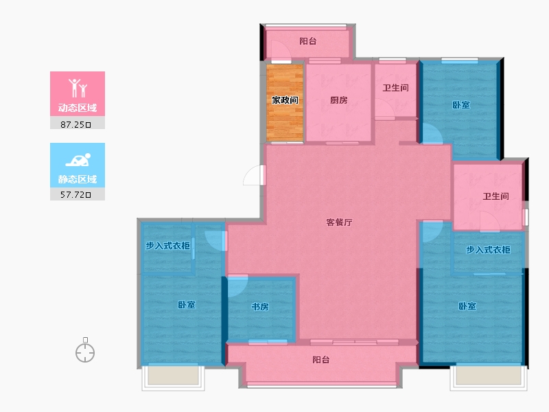 浙江省-绍兴市-中国铁建嵊星湾-135.20-户型库-动静分区