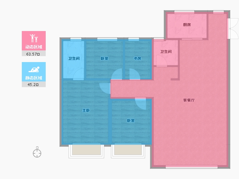 山东省-淄博市-禧悦学府-98.84-户型库-动静分区