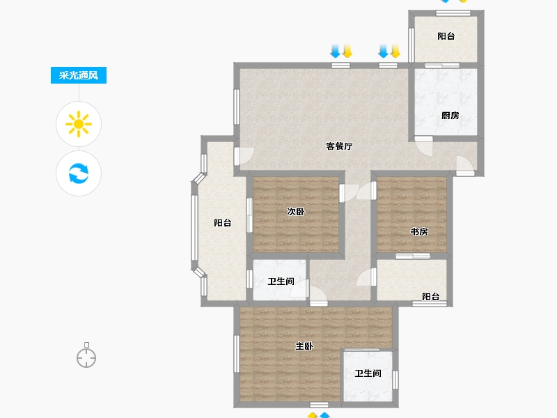 湖南省-怀化市-岳麓欧城-125.00-户型库-采光通风