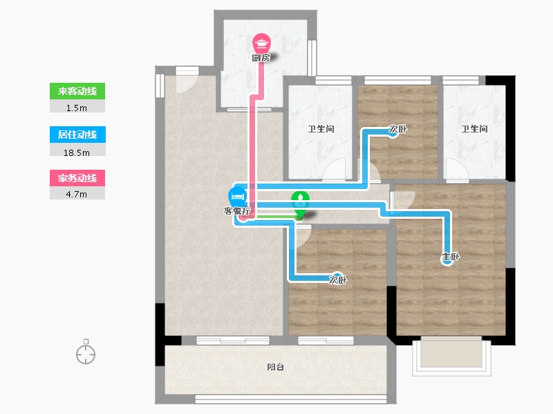 浙江省-宁波市-保利·明玥春汀-75.00-户型库-动静线