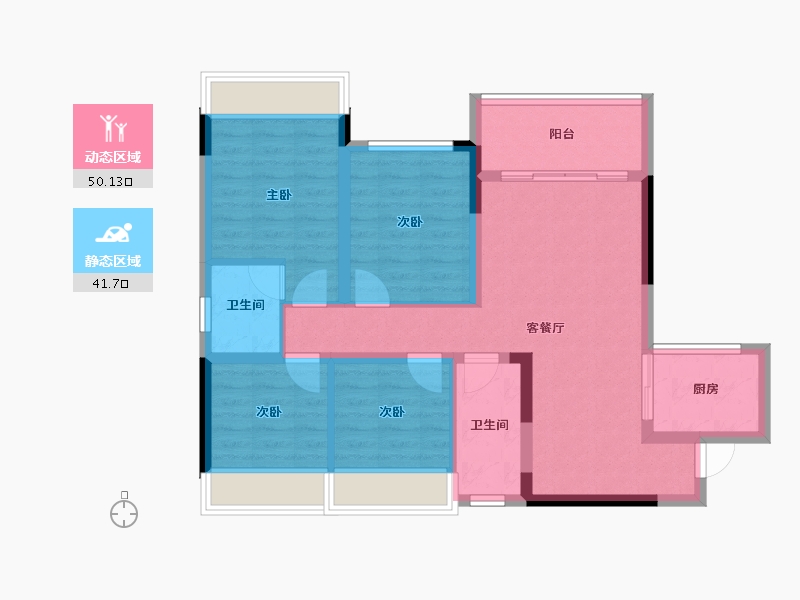 四川省-宜宾市-鑫洋·央玺-81.29-户型库-动静分区