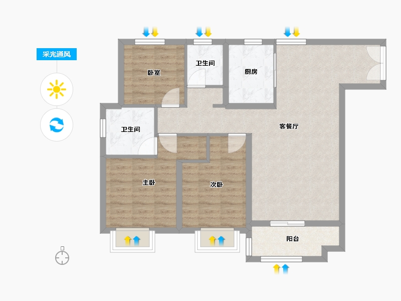 甘肃省-兰州市-兰州万达城-83.05-户型库-采光通风