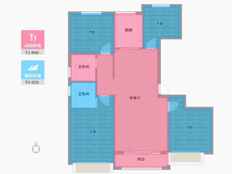 河北省-保定市-云海世家-91.97-户型库-动静分区