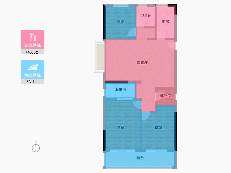 浙江省-宁波市-保利·明玥春汀-90.40-户型库-动静分区