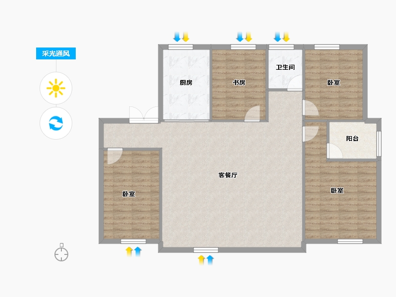 陕西省-西安市-朱雀·渼陂熙园-122.94-户型库-采光通风