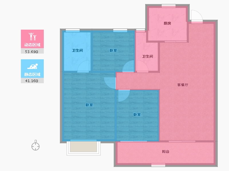 浙江省-温州市-星创晶晖园-86.86-户型库-动静分区