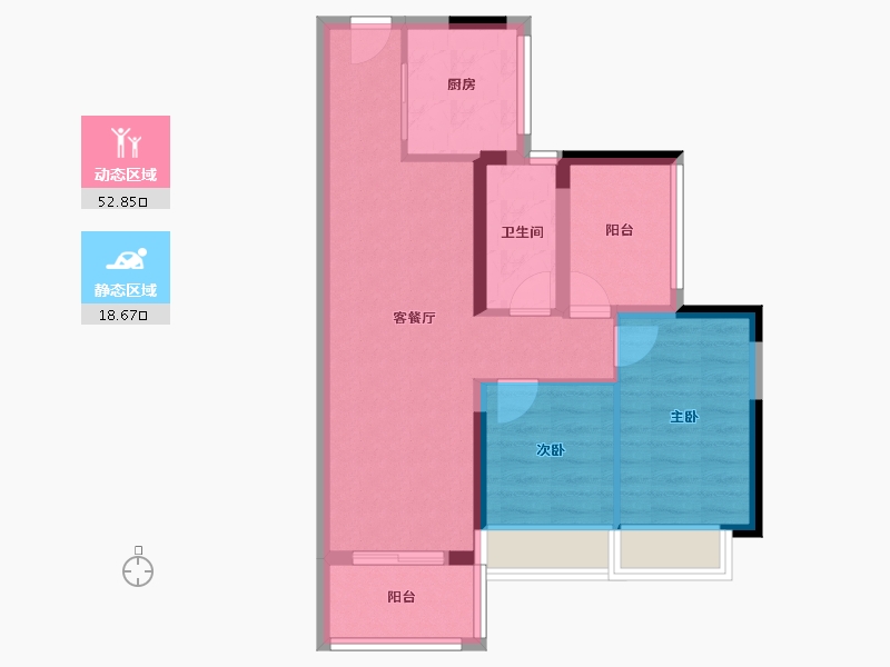 广东省-广州市-铂玥明珠ONE-63.21-户型库-动静分区