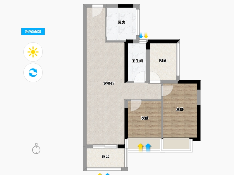 广东省-广州市-铂玥明珠ONE-63.21-户型库-采光通风