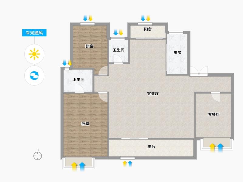 陕西省-西安市-御锦城-128.84-户型库-采光通风