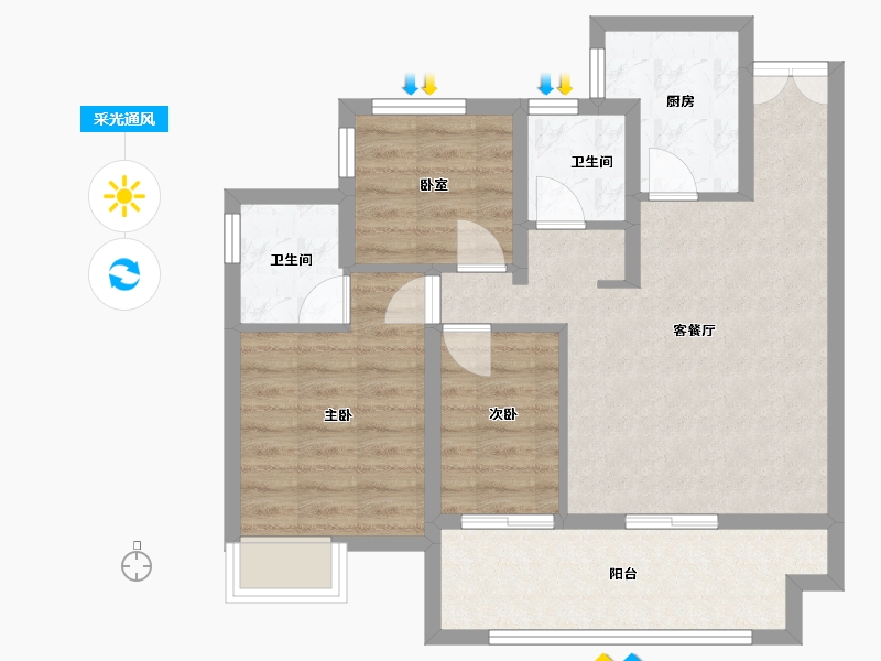 安徽省-合肥市-文一朗书轩-70.51-户型库-采光通风