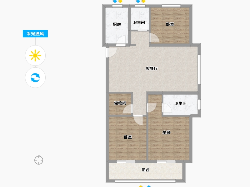 湖北省-武汉市-高科世茂十里星河-95.67-户型库-采光通风