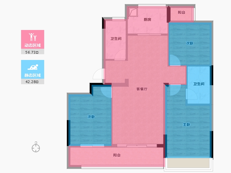 浙江省-杭州市-杭房·湖著观邸-88.26-户型库-动静分区