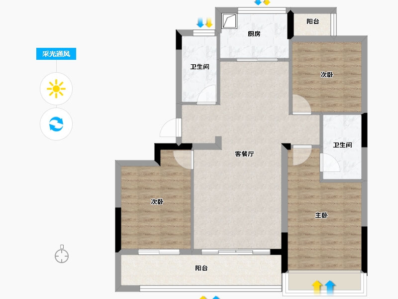 浙江省-杭州市-杭房·湖著观邸-88.26-户型库-采光通风