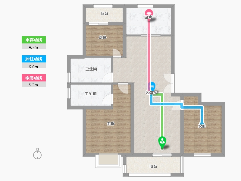 安徽省-宿州市-绿城五期金桂园-88.00-户型库-动静线