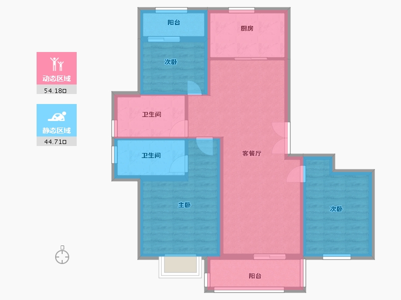 安徽省-宿州市-绿城五期金桂园-88.00-户型库-动静分区