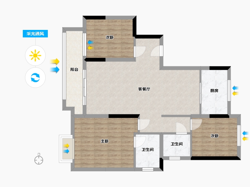 山东省-滨州市-滨州中梁首府小区-99.30-户型库-采光通风