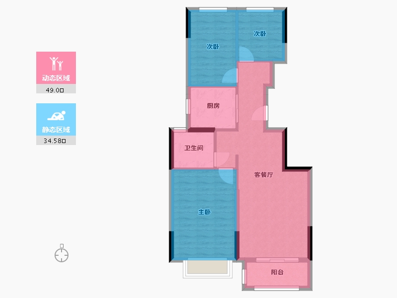 河南省-郑州市-恒大桃花源-85.05-户型库-动静分区