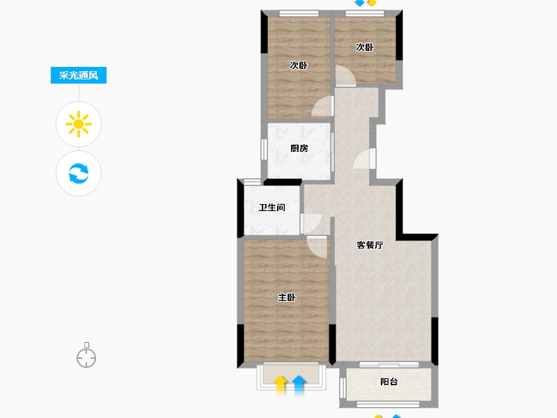 河南省-郑州市-恒大桃花源-85.05-户型库-采光通风