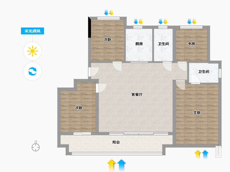 浙江省-湖州市-绿城西溪锦庐-116.67-户型库-采光通风