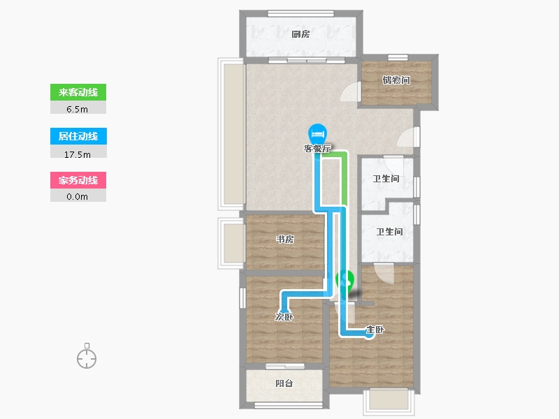 浙江省-嘉兴市-华景川湘溪兰园-87.13-户型库-动静线