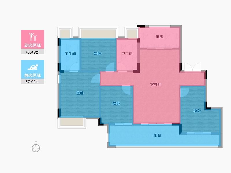 福建省-福州市-榕发江墘云筑-102.41-户型库-动静分区