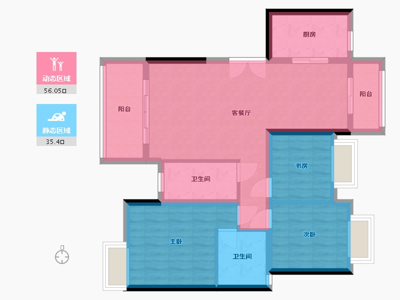 湖南省-湘潭市-九华金水湾-100.57-户型库-动静分区