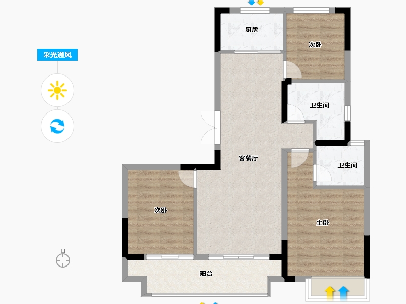 浙江省-绍兴市-天樾东府-81.00-户型库-采光通风